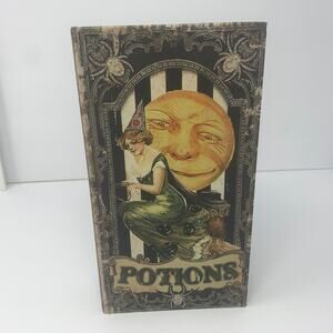 NWOT Halloween POTIONS spell book spellbook wood tabletop decor vintage graphics
